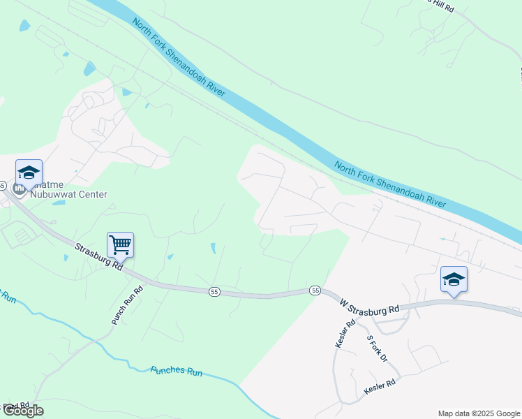 map of restaurants, bars, coffee shops, grocery stores, and more near 1492 Mallard Place in Front Royal