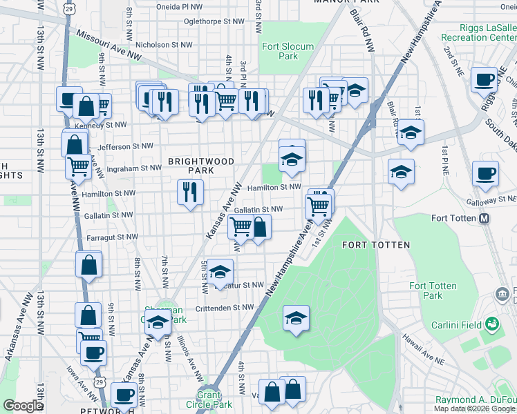 map of restaurants, bars, coffee shops, grocery stores, and more near 101 Independence Avenue Southeast in Washington