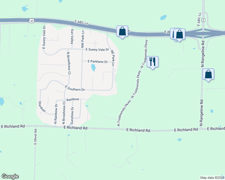 map of restaurants, bars, coffee shops, grocery stores, and more near 7860 East Southern Drive in Columbia