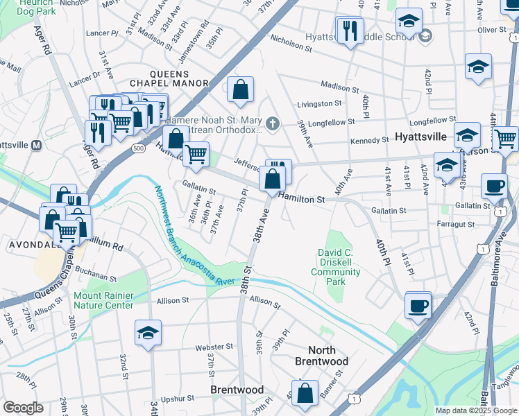 map of restaurants, bars, coffee shops, grocery stores, and more near 101 Independence Avenue Southeast in Washington