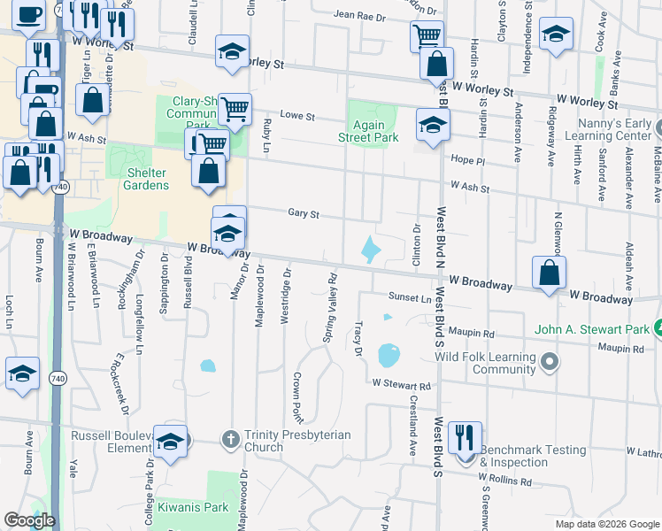 map of restaurants, bars, coffee shops, grocery stores, and more near 10 Spring Valley Road in Columbia