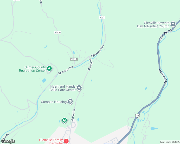 map of restaurants, bars, coffee shops, grocery stores, and more near County Route 119/8 in Gilmer County