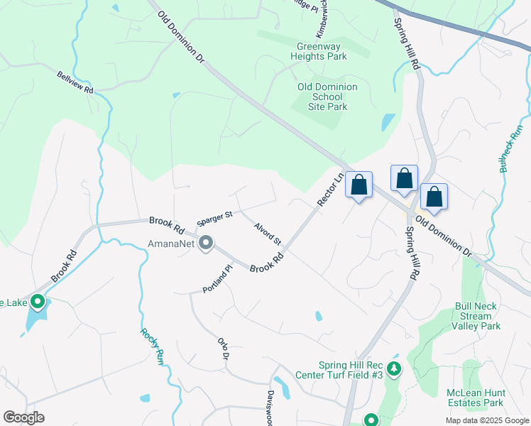 map of restaurants, bars, coffee shops, grocery stores, and more near 8401 Sparger Street in McLean