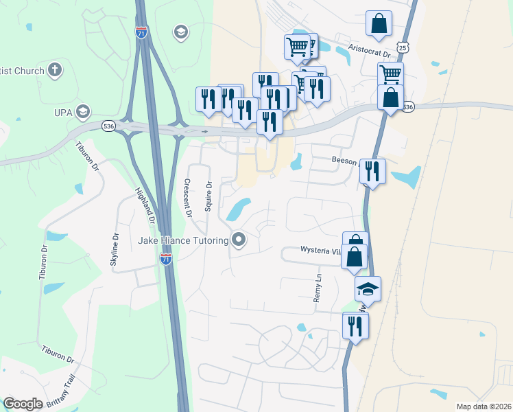 map of restaurants, bars, coffee shops, grocery stores, and more near 412 Marian Lane in Florence