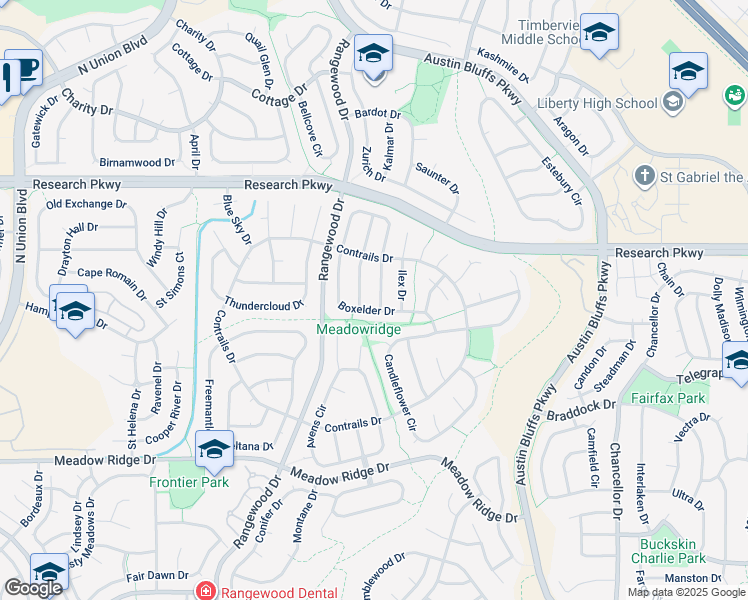 map of restaurants, bars, coffee shops, grocery stores, and more near 8320 Pepperridge Drive in Colorado Springs