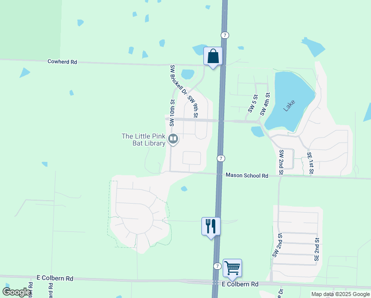 map of restaurants, bars, coffee shops, grocery stores, and more near 915 Southwest Peach Tree Lane in Lee's Summit