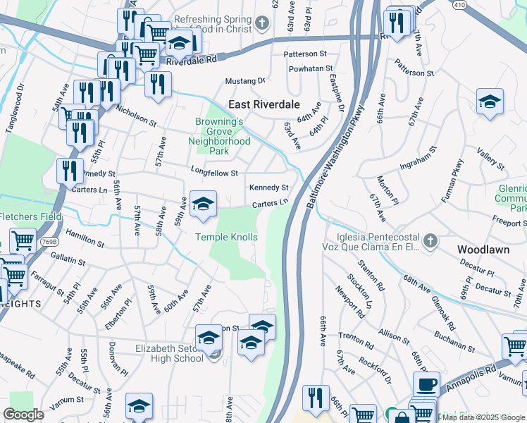 map of restaurants, bars, coffee shops, grocery stores, and more near 101 Independence Avenue Southeast in Washington