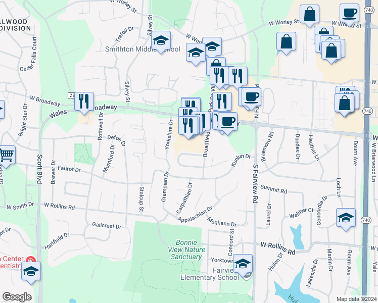 map of restaurants, bars, coffee shops, grocery stores, and more near 3244 Wind River Circle in Columbia