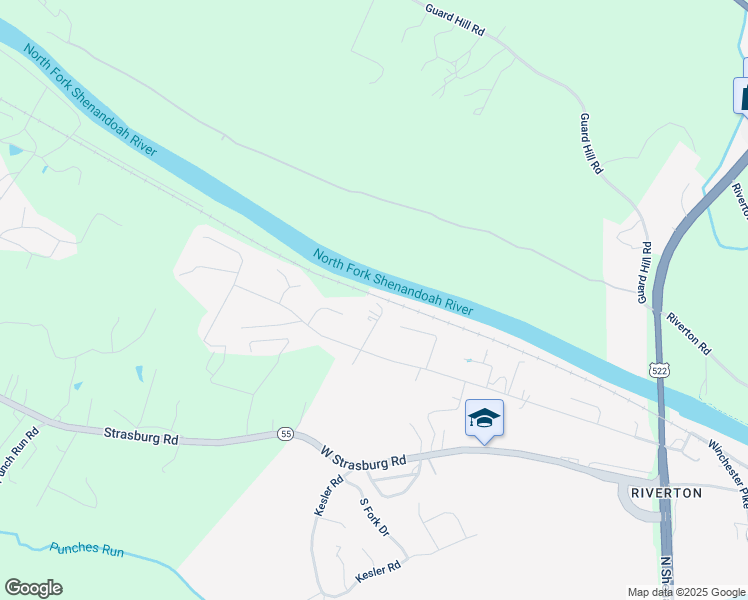 map of restaurants, bars, coffee shops, grocery stores, and more near 1455 Cedar Drive in Front Royal