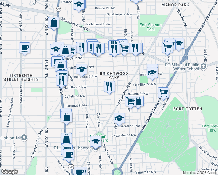 map of restaurants, bars, coffee shops, grocery stores, and more near 101 Independence Avenue Southeast in Washington