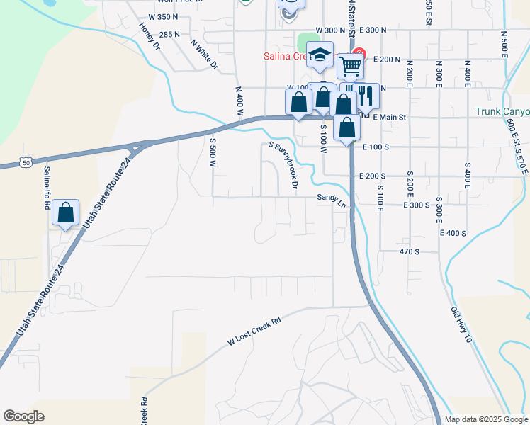 map of restaurants, bars, coffee shops, grocery stores, and more near 325 Cobble Street in Salina