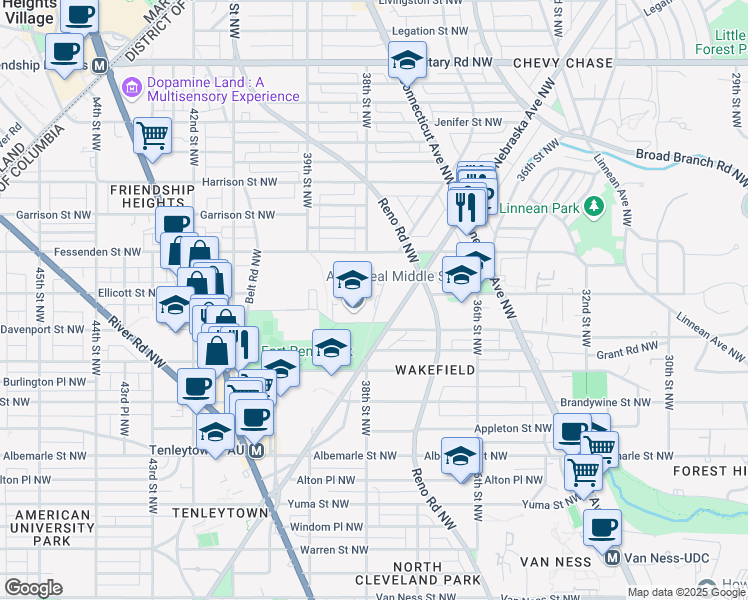 map of restaurants, bars, coffee shops, grocery stores, and more near 101 Independence Avenue Southeast in Washington