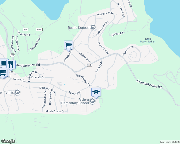 map of restaurants, bars, coffee shops, grocery stores, and more near 10410 Sunset Ridge Dr in Kelseyville