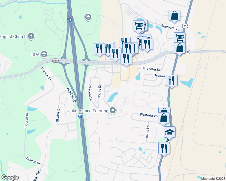 map of restaurants, bars, coffee shops, grocery stores, and more near 10124 Carnation Court in Florence