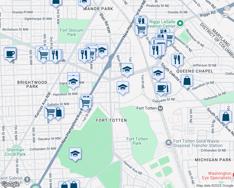 map of restaurants, bars, coffee shops, grocery stores, and more near 101 Independence Avenue Southeast in Washington