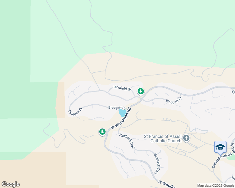 map of restaurants, bars, coffee shops, grocery stores, and more near 3060 Blodgett Drive in Colorado Springs