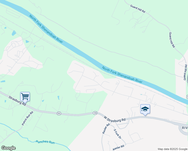 map of restaurants, bars, coffee shops, grocery stores, and more near 1403 Weaver Lane in Front Royal