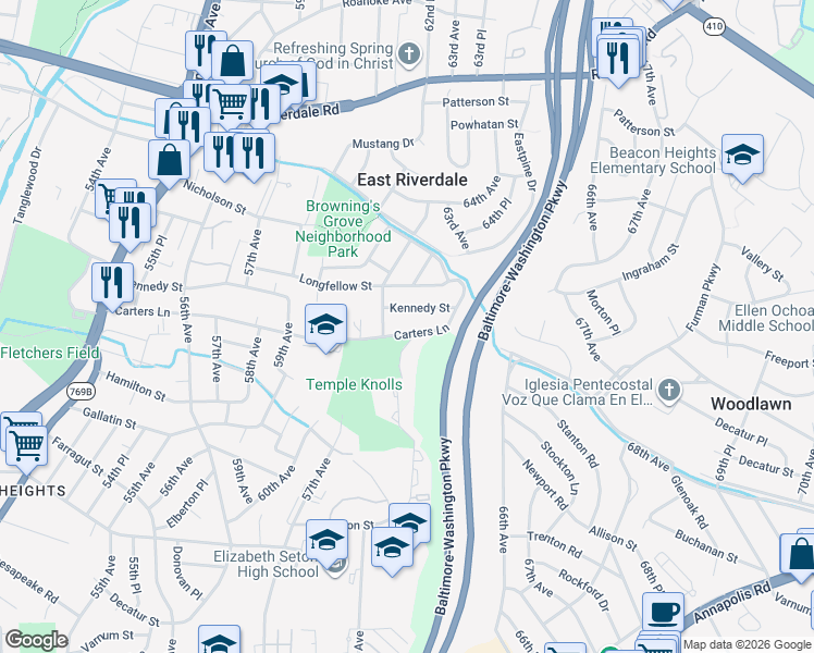 map of restaurants, bars, coffee shops, grocery stores, and more near 101 Independence Avenue Southeast in Washington