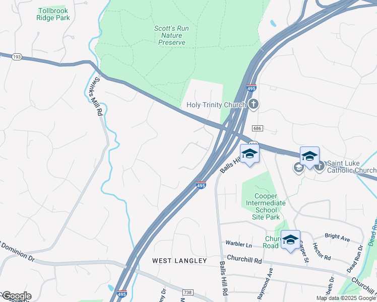 map of restaurants, bars, coffee shops, grocery stores, and more near 7305 Peter Place in McLean