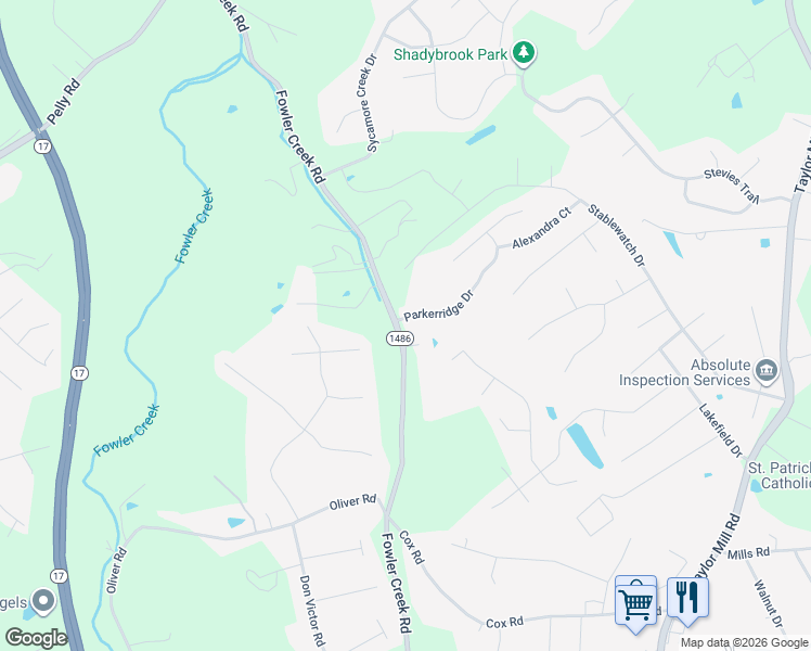 map of restaurants, bars, coffee shops, grocery stores, and more near 2273 Parkerridge Drive in Independence