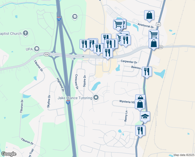 map of restaurants, bars, coffee shops, grocery stores, and more near 10112 Carnation Court in Florence