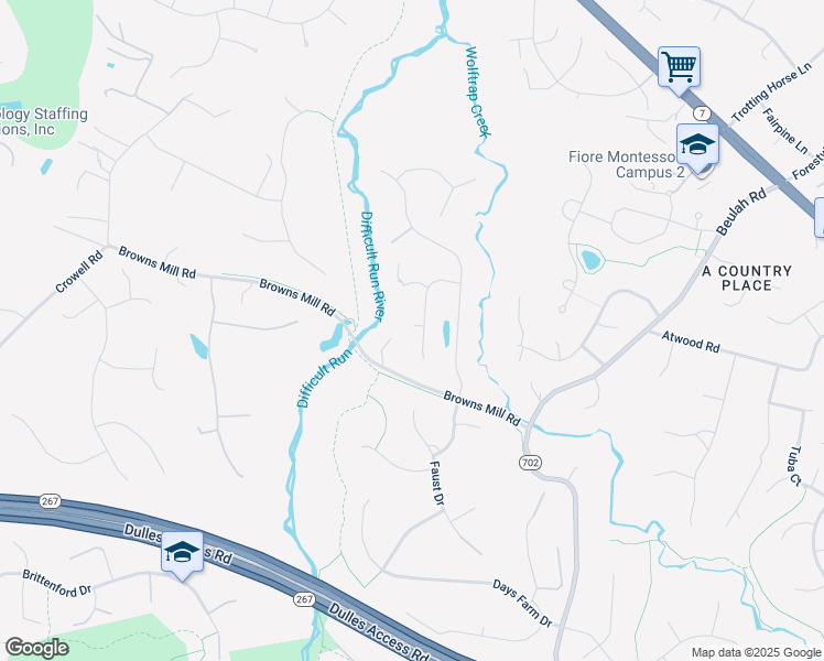 map of restaurants, bars, coffee shops, grocery stores, and more near 9912 Rosewood Hill Circle in Vienna