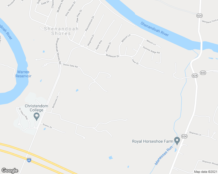 map of restaurants, bars, coffee shops, grocery stores, and more near 461 Stonegate Lane in Front Royal