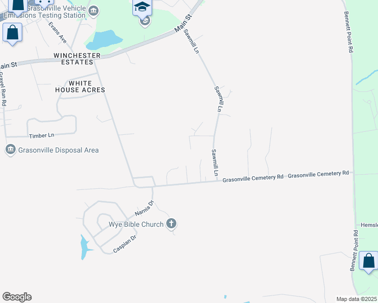 map of restaurants, bars, coffee shops, grocery stores, and more near 318 Gibbs Road in Grasonville