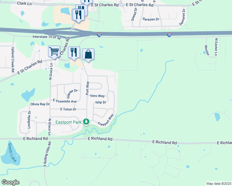 map of restaurants, bars, coffee shops, grocery stores, and more near 300 Searsport Drive in Columbia