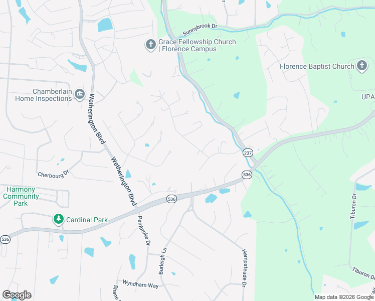 map of restaurants, bars, coffee shops, grocery stores, and more near 9829 Windsor Way in Florence