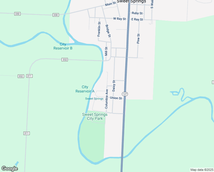 map of restaurants, bars, coffee shops, grocery stores, and more near 1101 Columbia Avenue in Sweet Springs