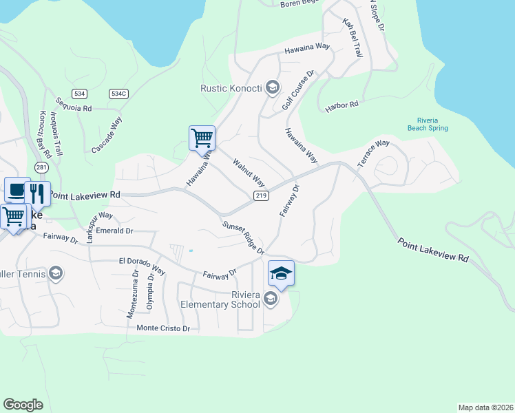 map of restaurants, bars, coffee shops, grocery stores, and more near 10401 Point Lakeview Road in Kelseyville