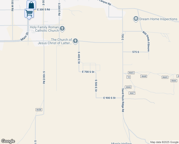 map of restaurants, bars, coffee shops, grocery stores, and more near East 700 South Street in Fillmore