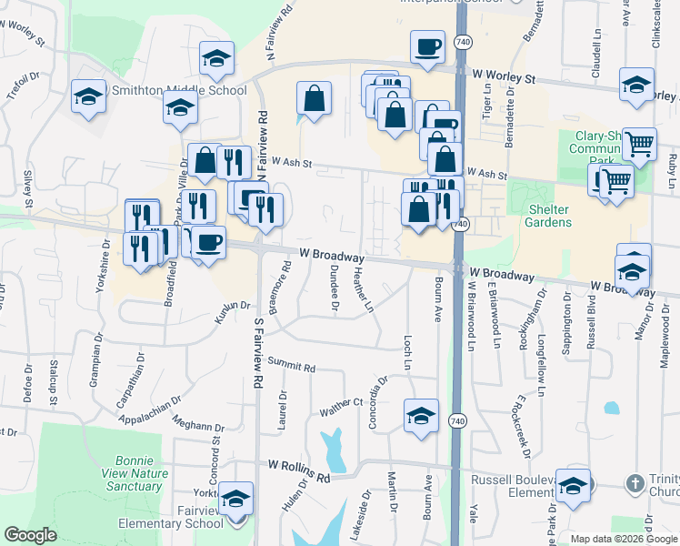 map of restaurants, bars, coffee shops, grocery stores, and more near 11 Dundee Dr in Columbia