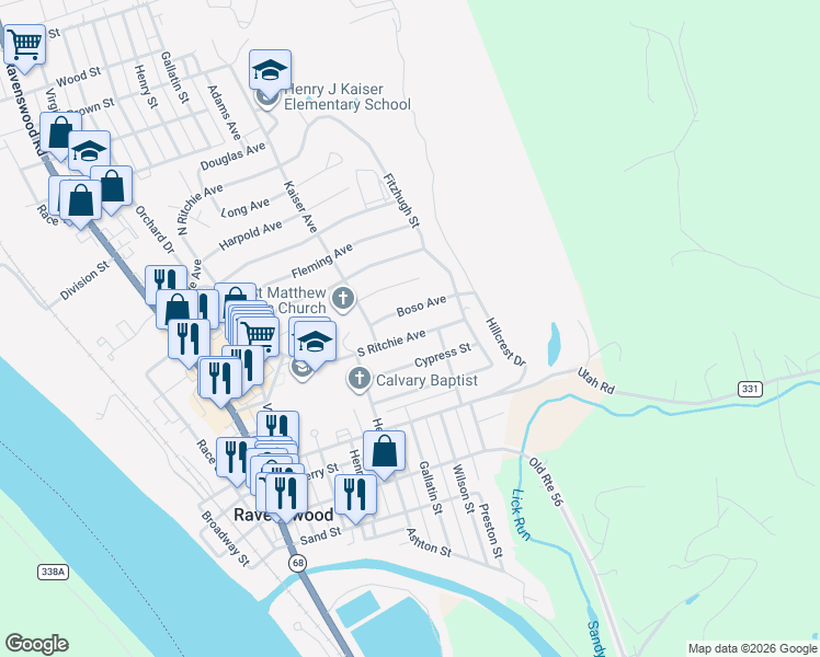 map of restaurants, bars, coffee shops, grocery stores, and more near 710 South Ritchie Avenue in Ravenswood