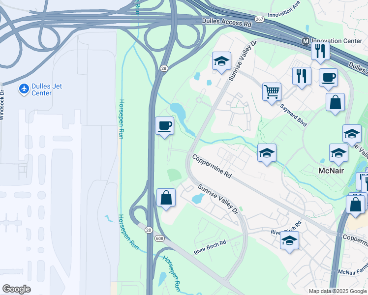 map of restaurants, bars, coffee shops, grocery stores, and more near 13958 Mansarde Avenue in Herndon