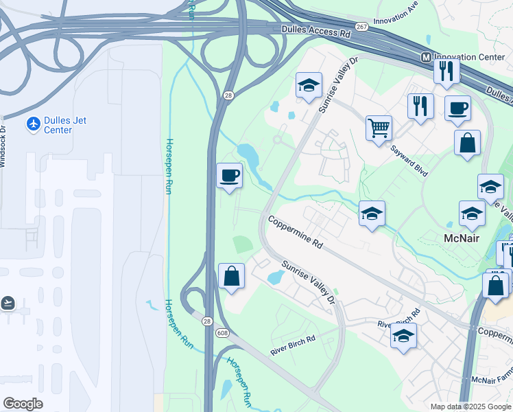 map of restaurants, bars, coffee shops, grocery stores, and more near 13958 Mansarde Avenue in Herndon