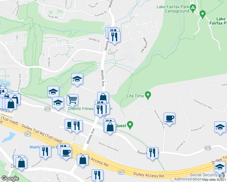 map of restaurants, bars, coffee shops, grocery stores, and more near 11216 Chestnut Grove Square in Reston