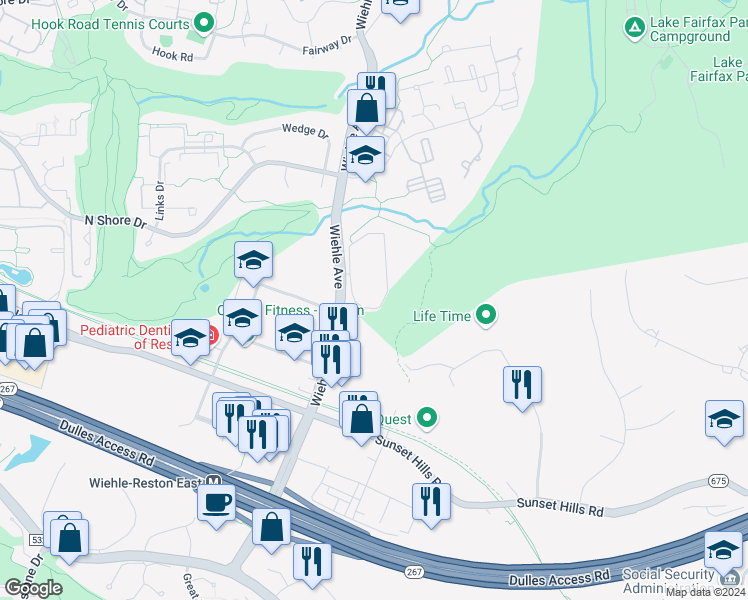 map of restaurants, bars, coffee shops, grocery stores, and more near 11216 Chestnut Grove Square in Reston