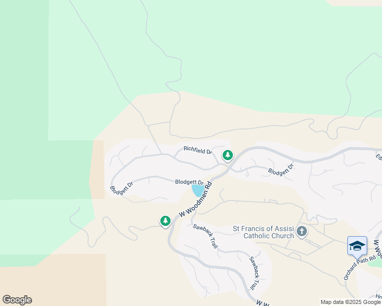map of restaurants, bars, coffee shops, grocery stores, and more near 3060 Blodgett Drive in Colorado Springs