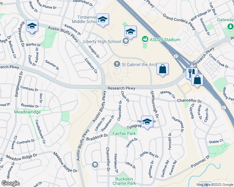 map of restaurants, bars, coffee shops, grocery stores, and more near 8418 Snow Cap View in Colorado Springs