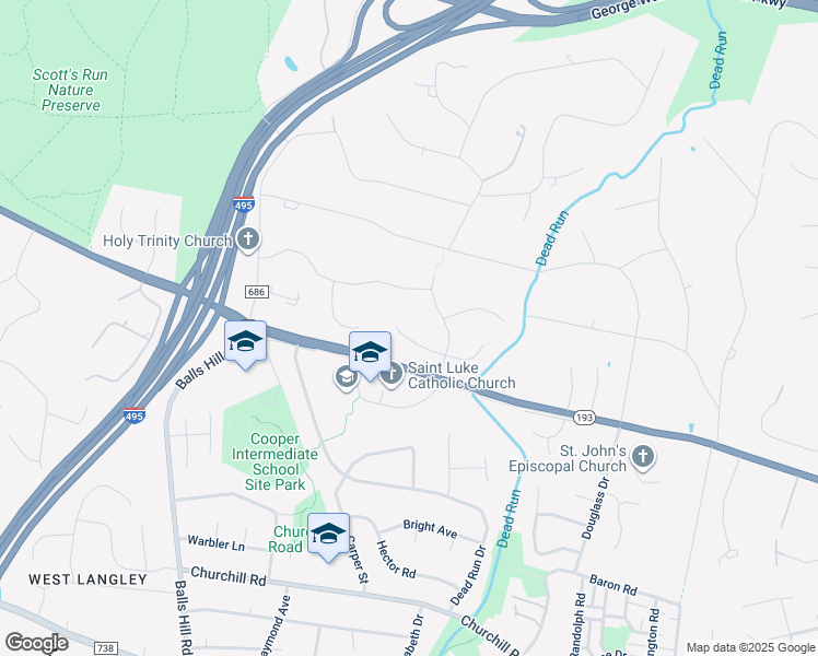 map of restaurants, bars, coffee shops, grocery stores, and more near 7010 Duncraig Court in McLean