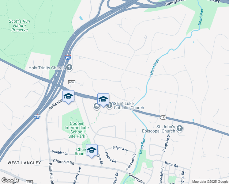 map of restaurants, bars, coffee shops, grocery stores, and more near 7010 Duncraig Court in McLean