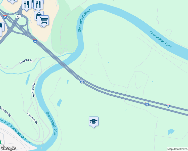 map of restaurants, bars, coffee shops, grocery stores, and more near 139 White Oak Drive in Front Royal