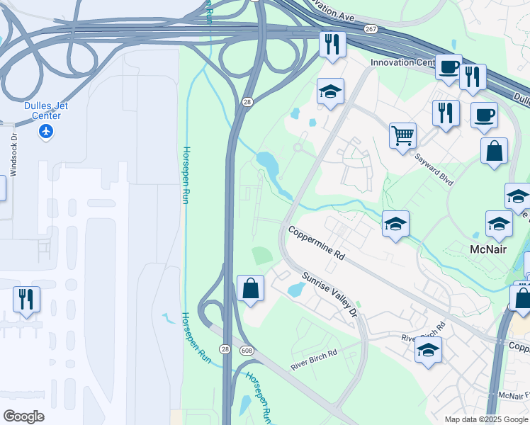 map of restaurants, bars, coffee shops, grocery stores, and more near 13976 Mansarde Avenue in Herndon