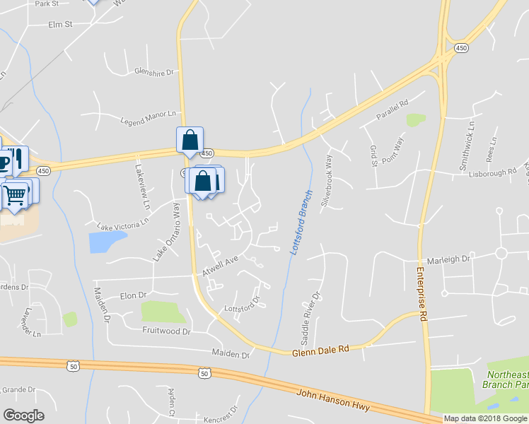 map of restaurants, bars, coffee shops, grocery stores, and more near 4751 River Valley Way in Bowie