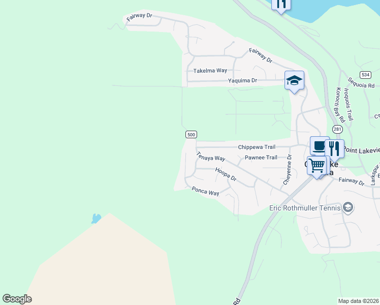 map of restaurants, bars, coffee shops, grocery stores, and more near 5532 Ponca Court in Kelseyville