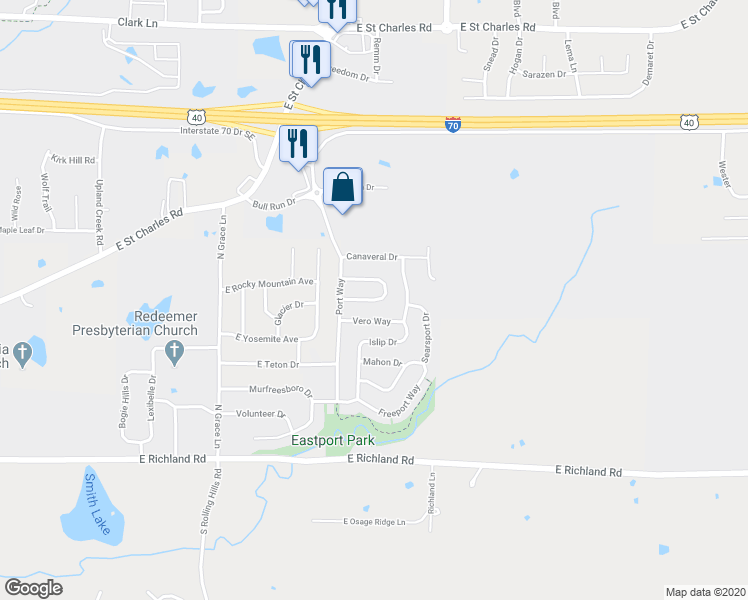 map of restaurants, bars, coffee shops, grocery stores, and more near 5712 Oswago Circle in Columbia