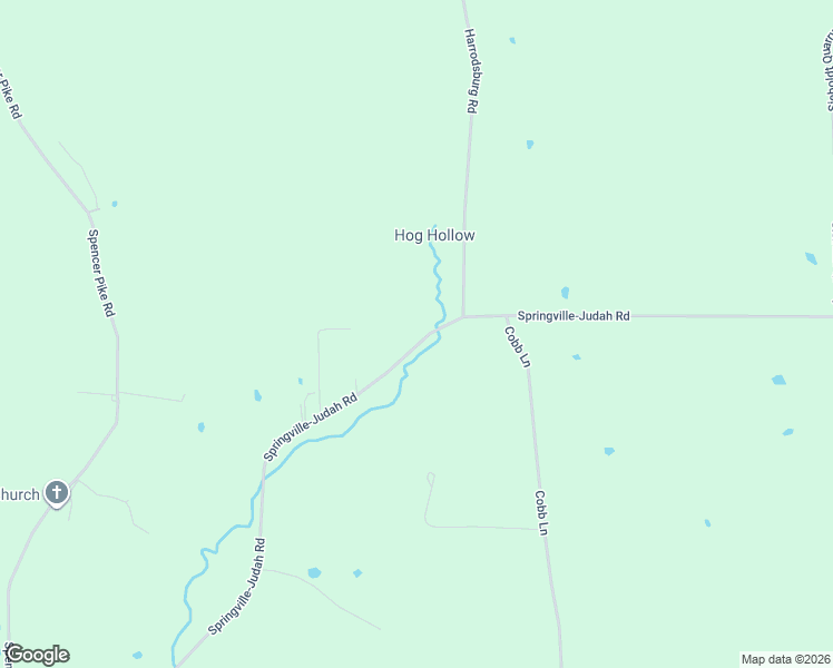 map of restaurants, bars, coffee shops, grocery stores, and more near 1555 Springville-Judah Road in Springville