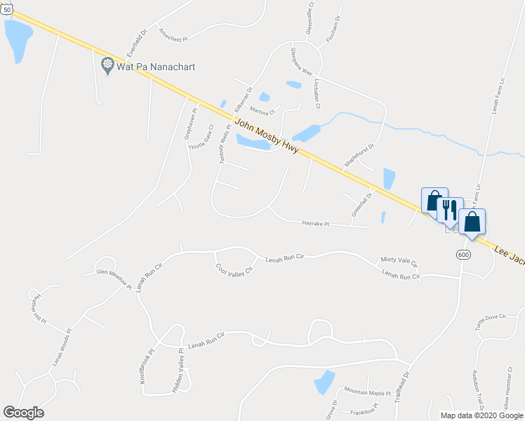 map of restaurants, bars, coffee shops, grocery stores, and more near 24016 Tenbury Wells Place in Aldie